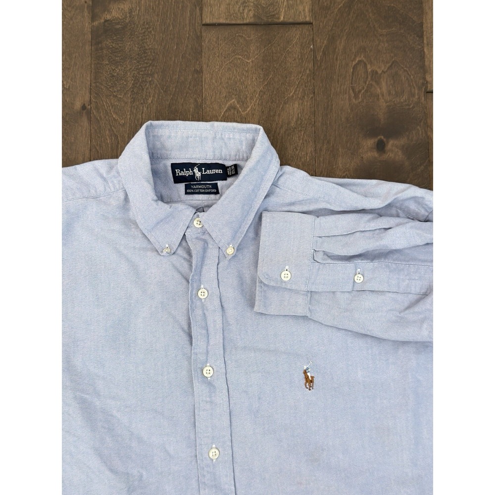 Polo Ralph Lauren Yarmouth Shirt Mens 17.5-34 Blue Button Down Oxford Pony